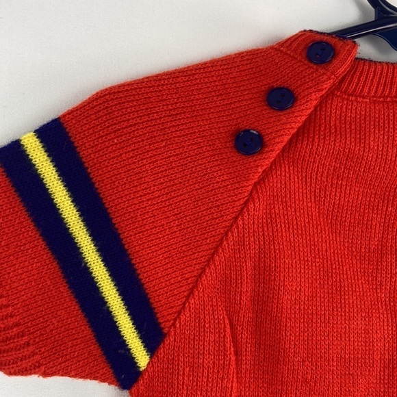 Vintage red short sleeve knit sweater All-Star onesie 18m - Picture 5 of 6